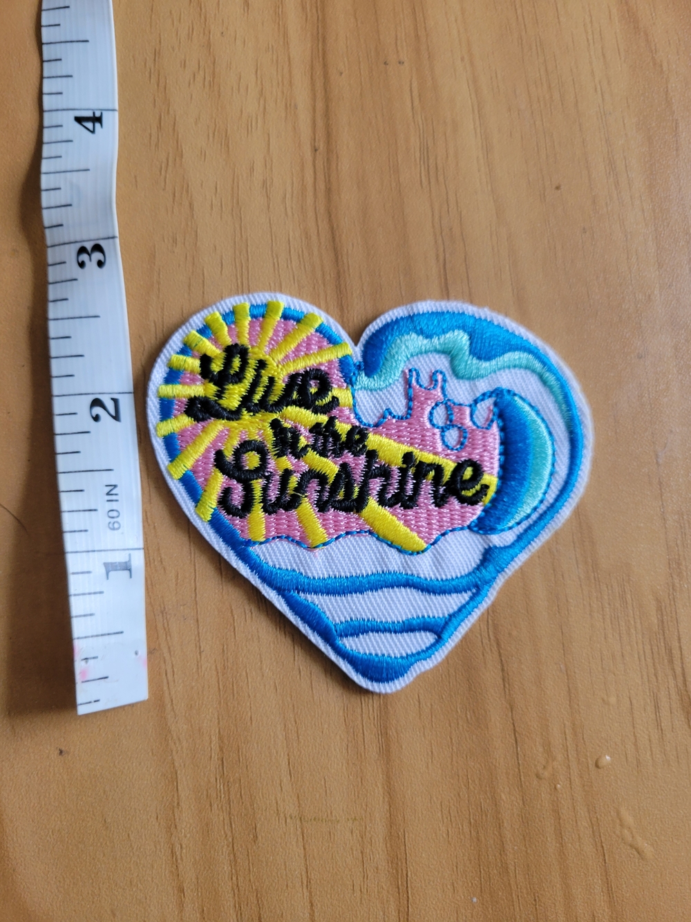 ๐งNEW๐งEmbroidered Heart Wave Patch - Blue, Pink, Yellow